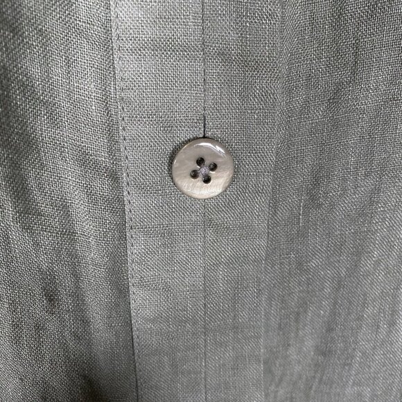 Linda Allard Ellen Tracy 100% Washable Linen Tunic 18 Green Button Down Shirt - Picture 4 of 10
